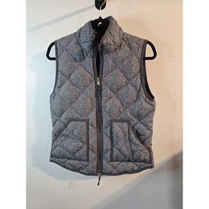 Womens J‎ CREW Blue Zip Up Feather Down Puffer Vest Sz Small EUC